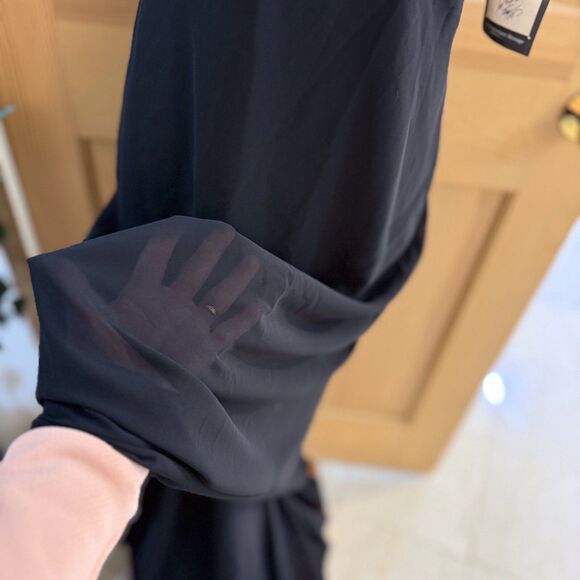 Jones New York Evening Dress Size 4 Black Maxi Sheath Satin Top Low Back NWT - Picture 4 of 16